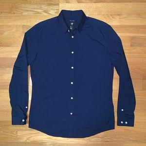 H&M Once Worn Navy Slim Fit Dress Shirt